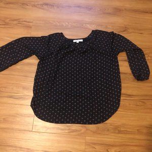 Loft Geometric Pattern Navy Long-sleeve Blouse